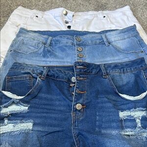 Women's Denim Jeans Set - Blue, Light Blue, White